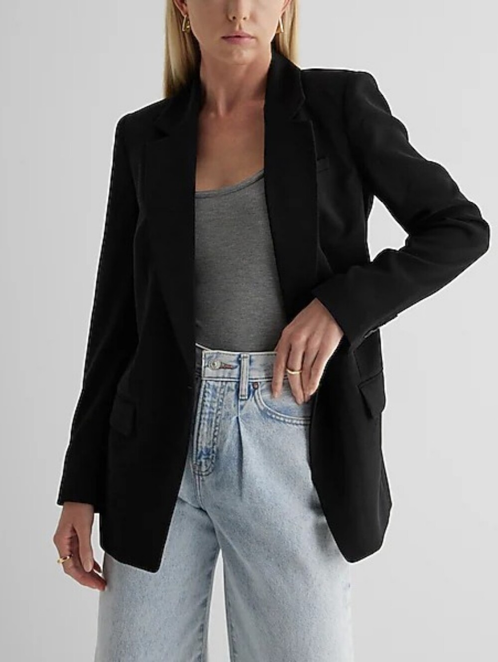 Express Black Tailored Blazer Jacket With One Pocket Flap